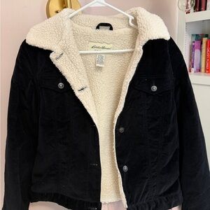 Eddie Bauer Black Sherpa-Lined Jacket